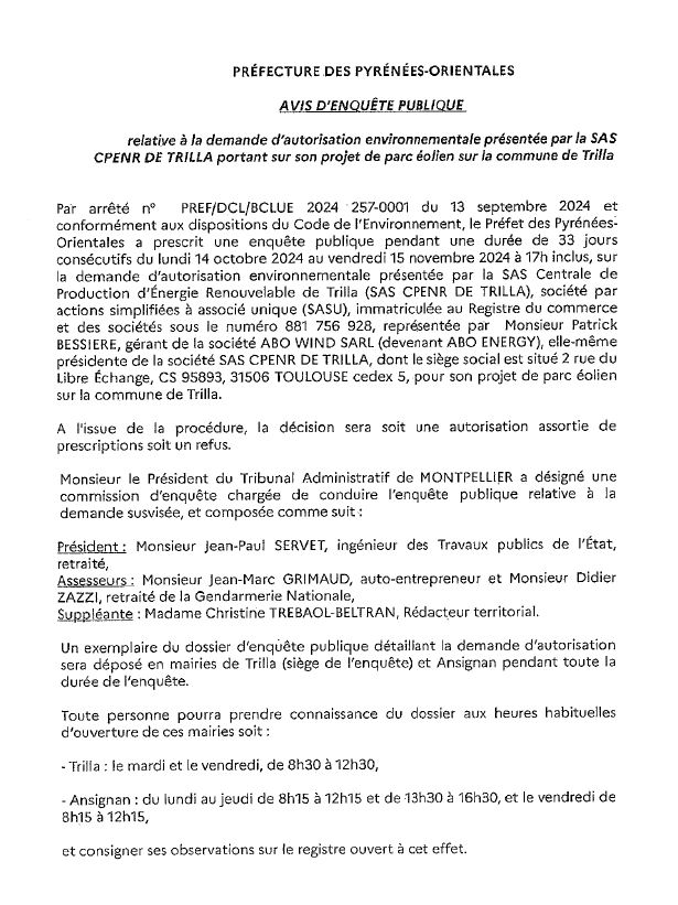 AVIS ENQUETE PUBLIQUE
