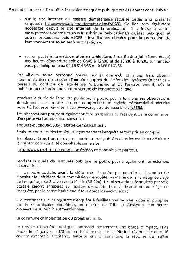 AVIS ENQUETE PUBLIQUE